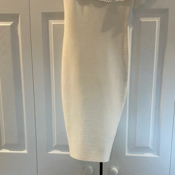 Marciano Cream Off-Shoulder Ruffle Yoke Mini Dress - Picture 4 of 4